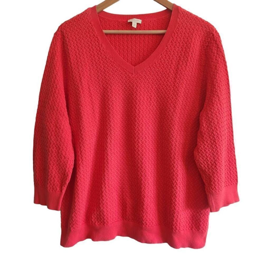 Talbots Sweater Womens‎ 3X Plus Knit V Neck Cotton